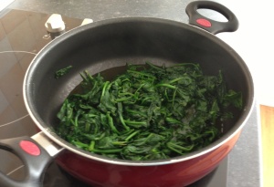 Put the spinach in the pan cooked  for ten minutes until tender.